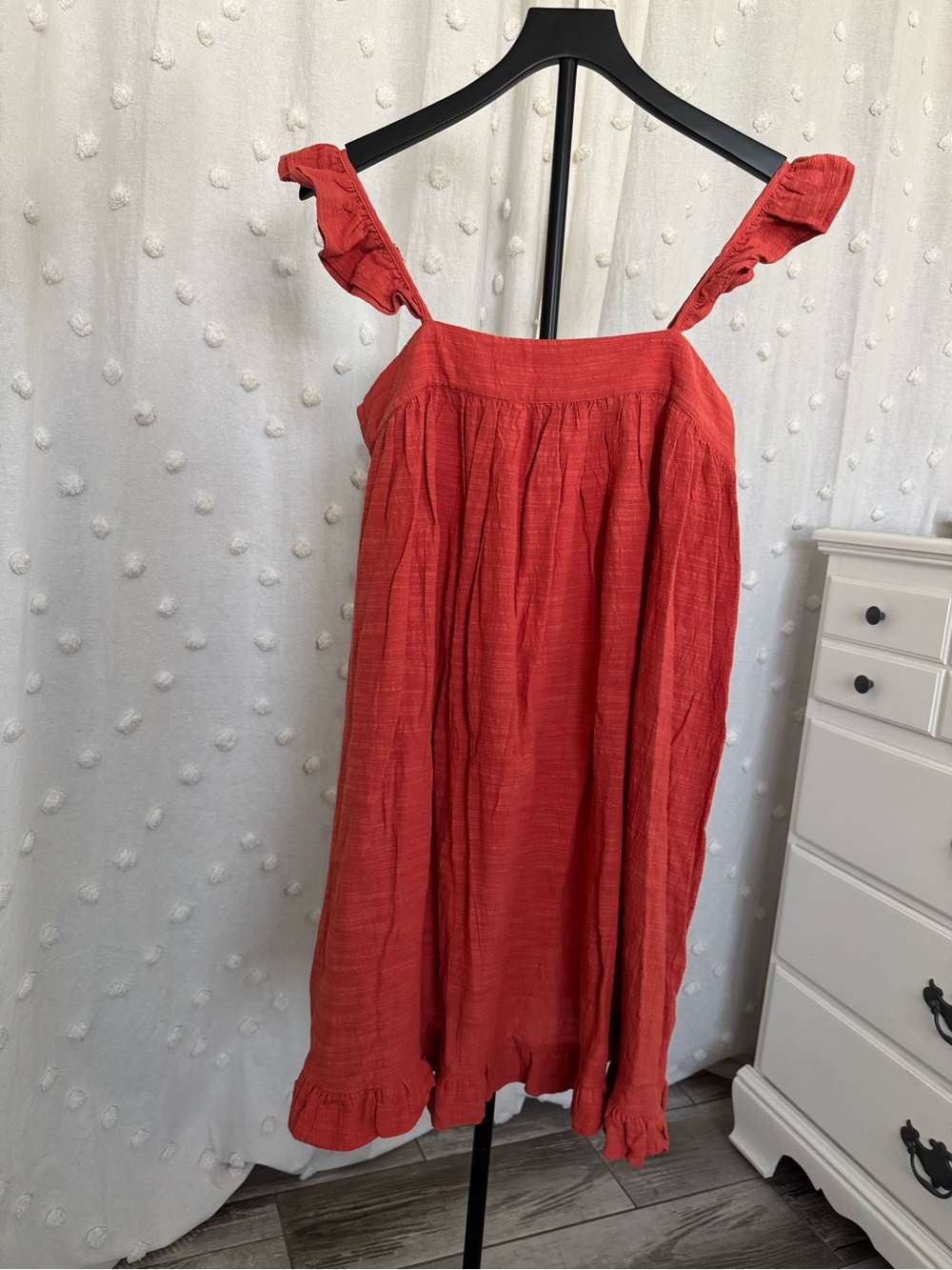 Ruffled Strap Coral Mini Dress